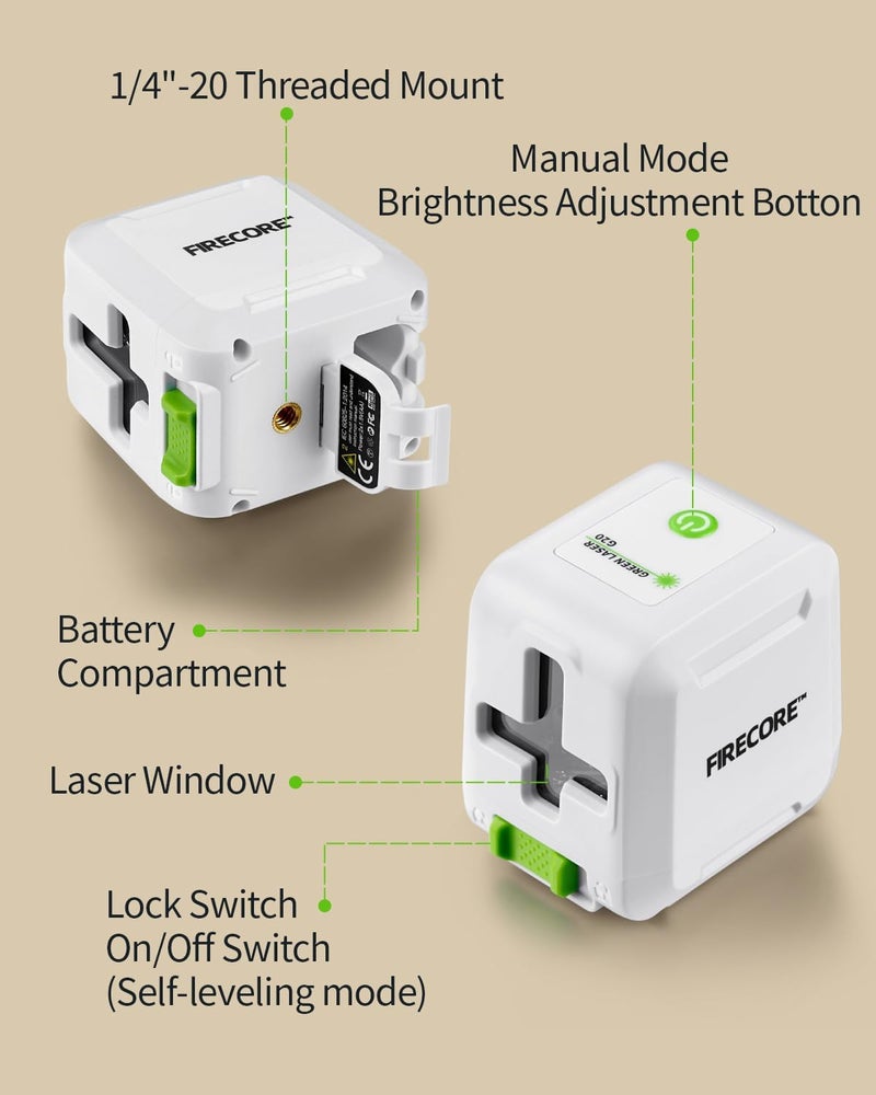Firecore Laser Level with Tripod, Self Leveling Laser Level Green Cross Line Laser Leveler Tool for Picture Hanging Wall Tile Home Renovation Indoor Projects, Carry Pouch and Battery Included - Image 5